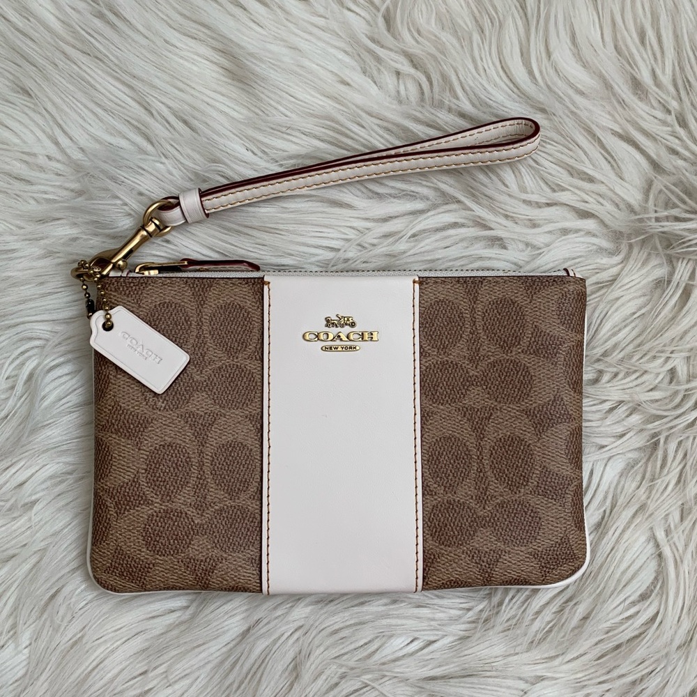 Coach Small Wristlet In Colorblock Signature Canvas - Picture 3 of 15